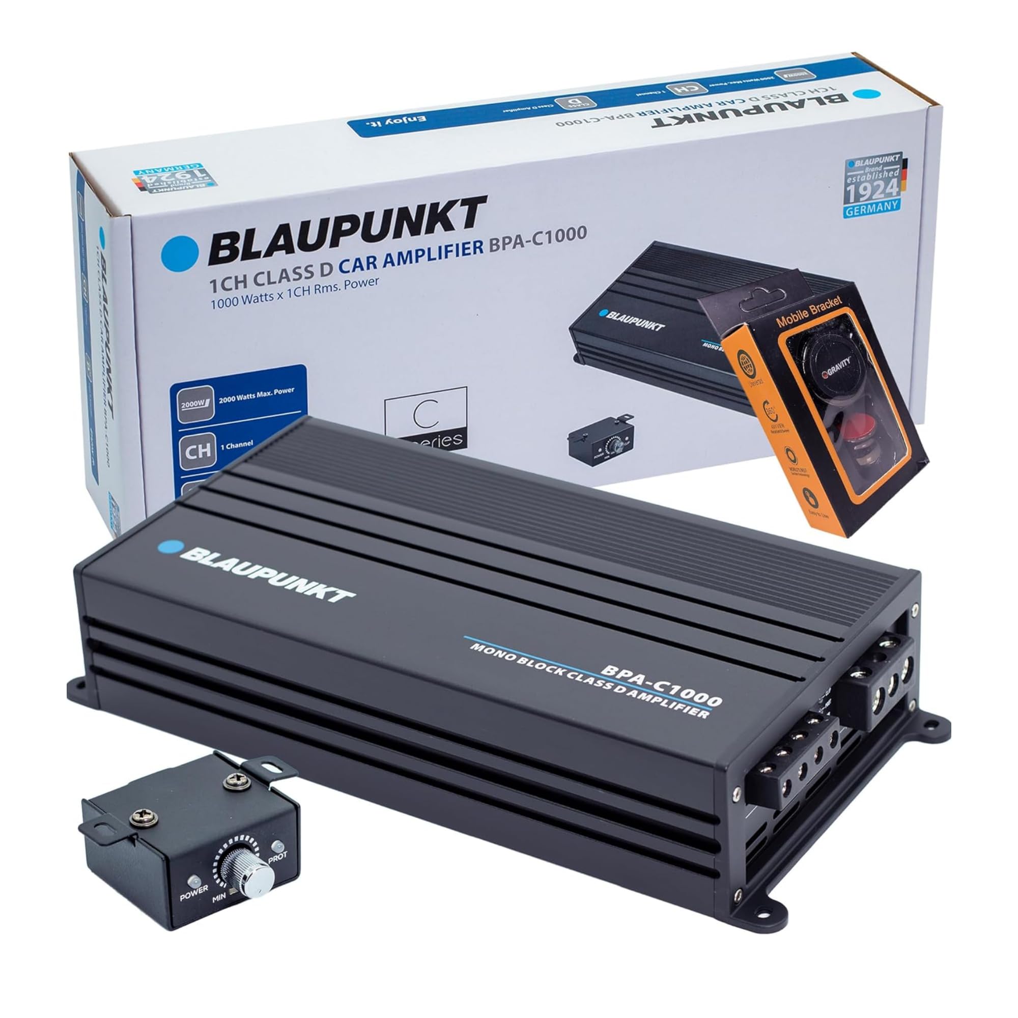 BLAUPUNKT BPA-C1000 Elite C-Series Car Audio Mono Block Class D Amplifier - 1000 Watts x 1-Channel Rms - 2000 Watts Max Power Monoblock Amp - Black BLAUPUNKT BPA-C1000 Elite C-Series Car Audio Mono Block Class D Amplifier - 1000 Watts x 1-Channel Rms - 2000 Watts Max Power Monoblock Amp - Black
